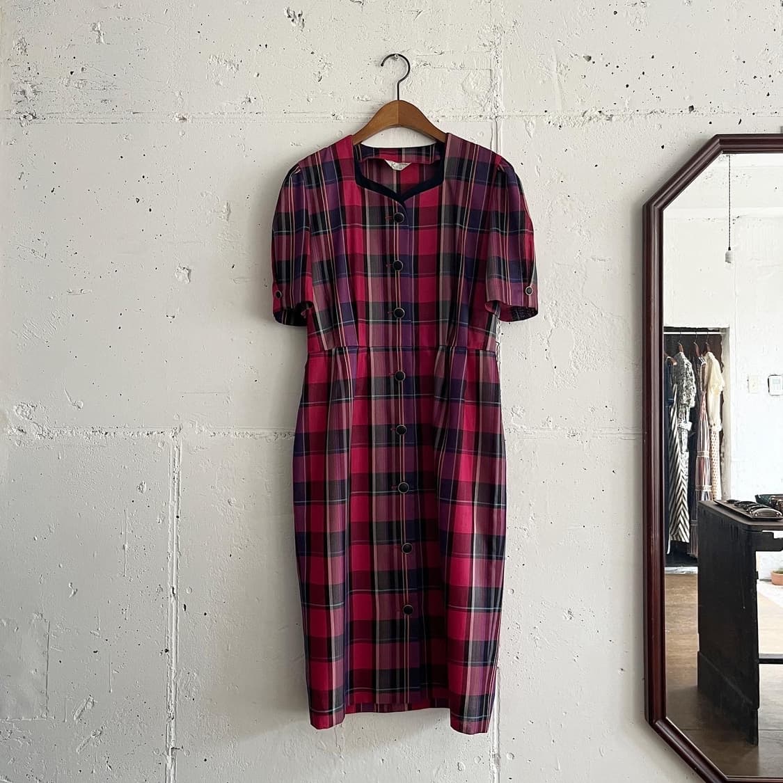 핑크 체크 원피스 상품이미지1