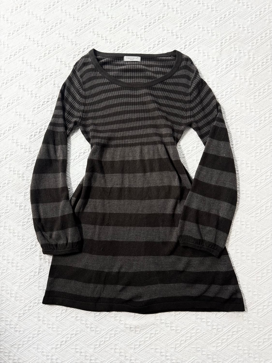 스트라이프 패턴 퍼프 슬리브 니트 원피스 (이너 세트 구매 가능) 상품이미지7