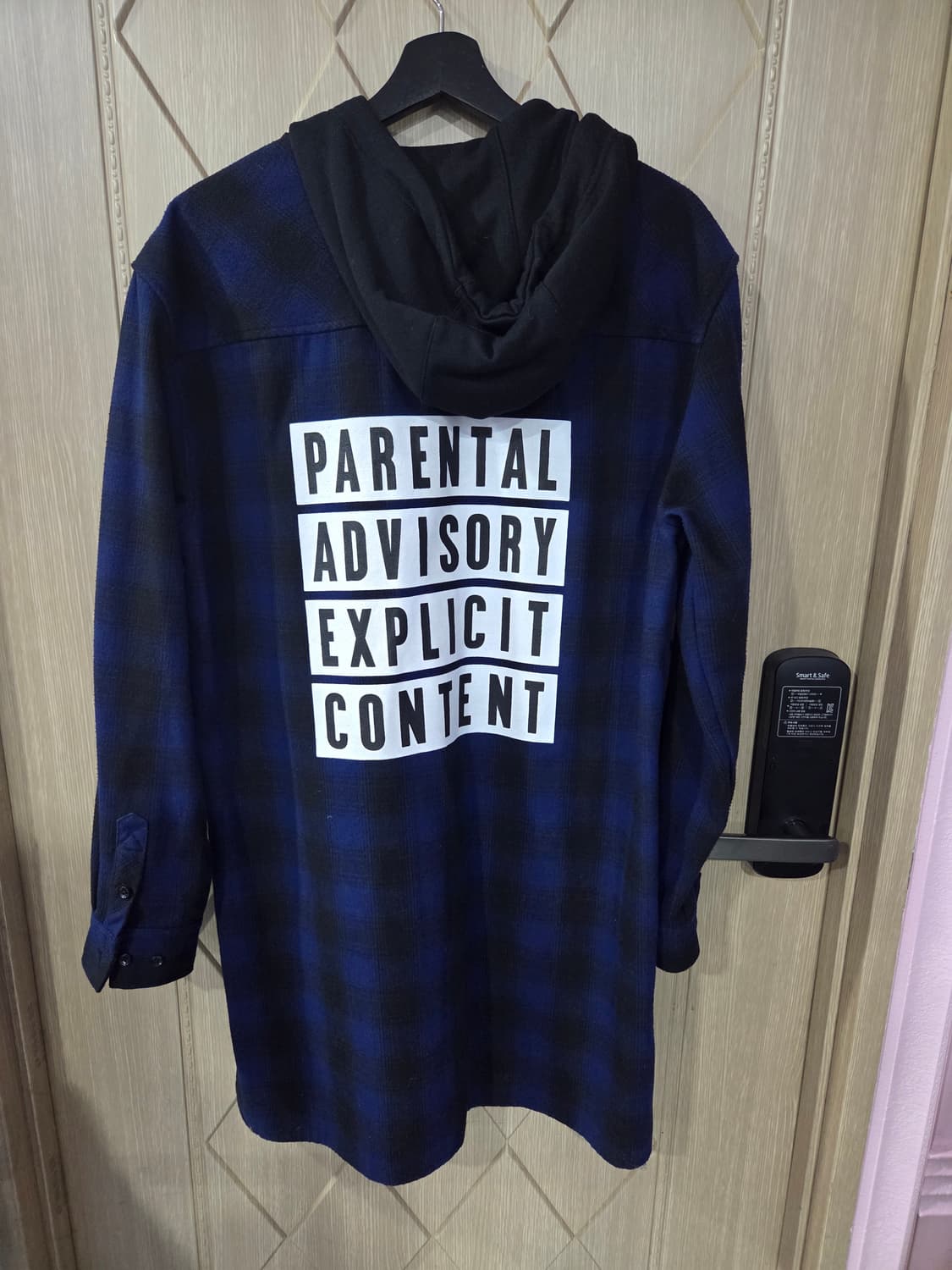 체크 후드 롱셔츠 상품이미지2