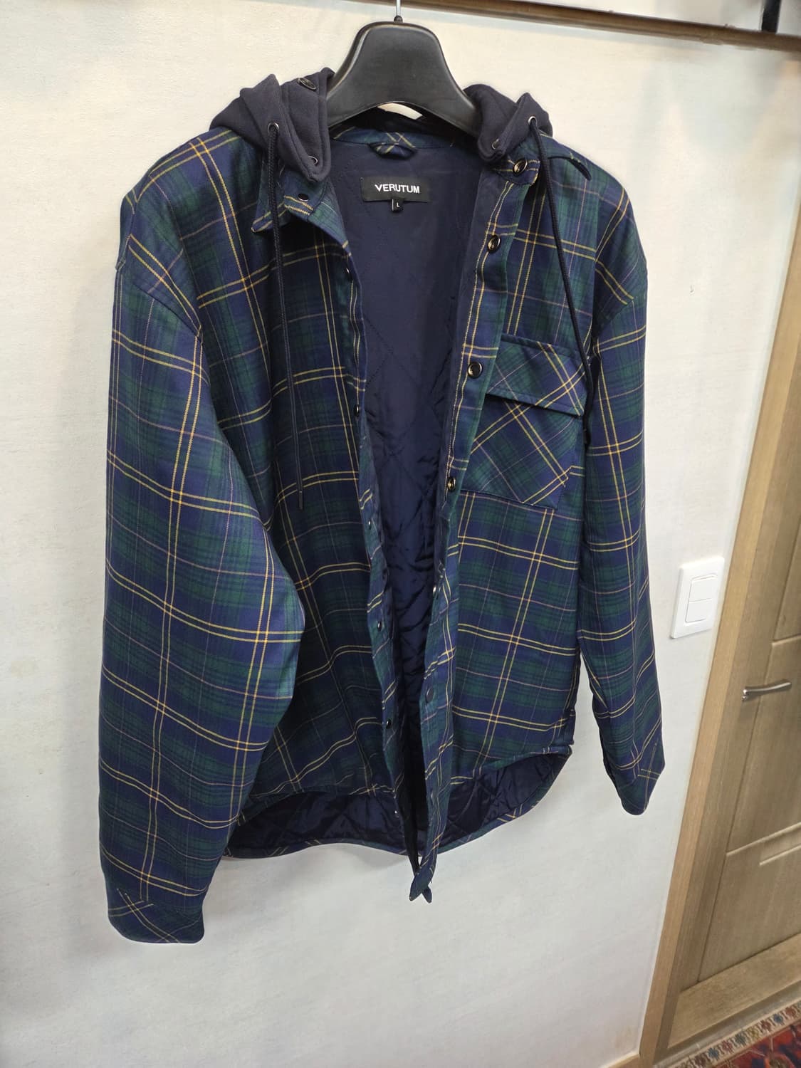 베루툼 안감누빔 사이드 포켓 체크 셔츠 후드자켓 L xl 상품이미지8