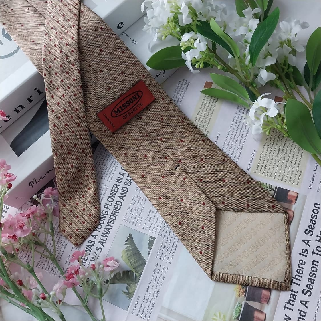 미쏘니 실크 브라운 도트 텍스처 넥타이 8.6cm A+등급 K1798
 상품이미지5