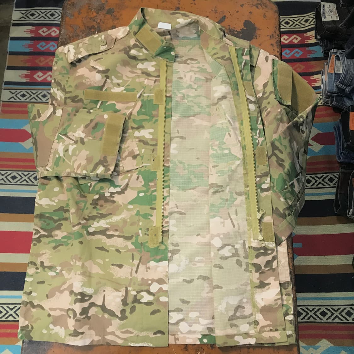 밀리터리 빈티지 카모플라쥬 투웨이 집업 립스탑 자켓 남성 110 사이즈 상품이미지6