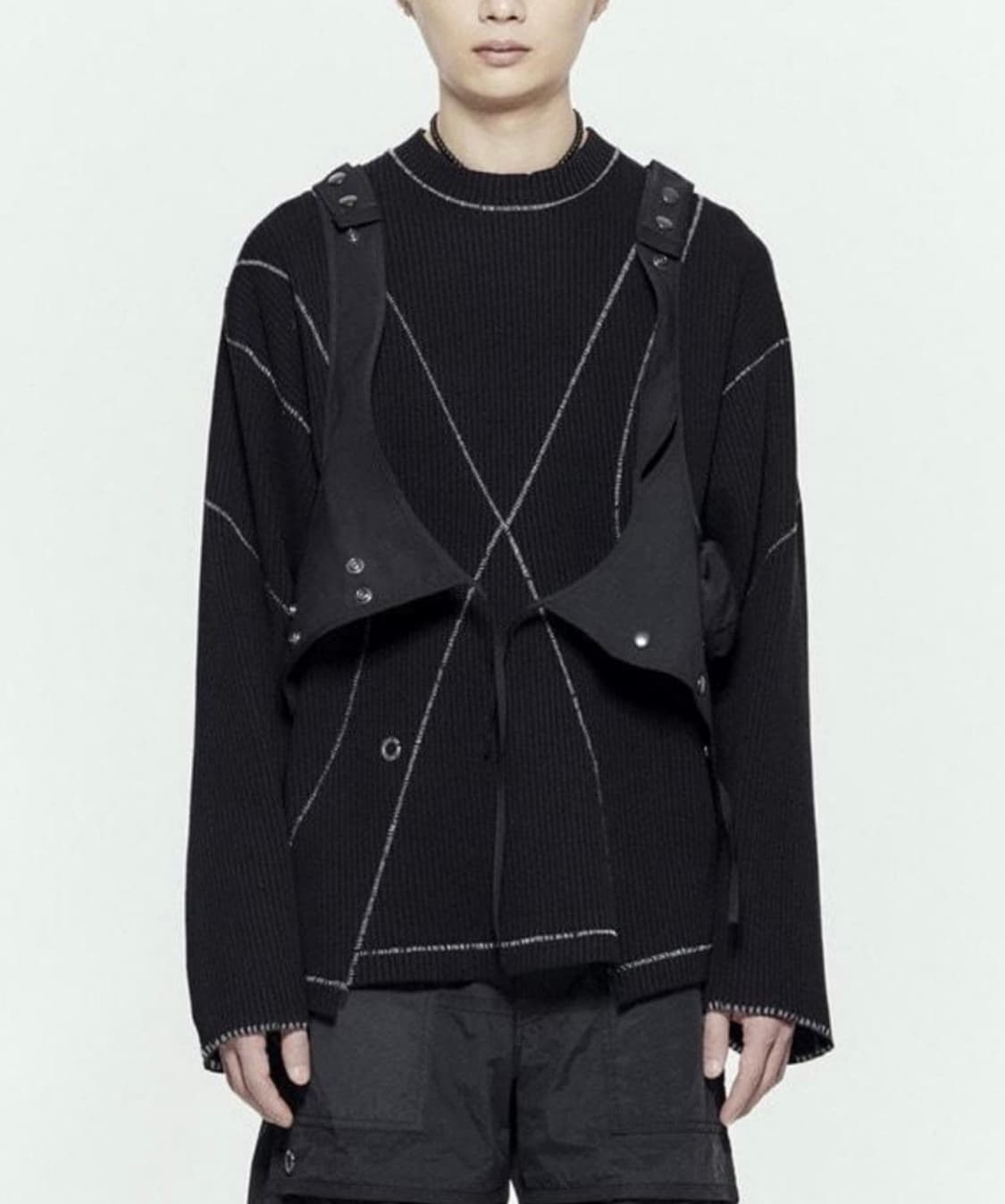 (XL) Cost per Kilo블랙 스티치 니트 상품이미지1