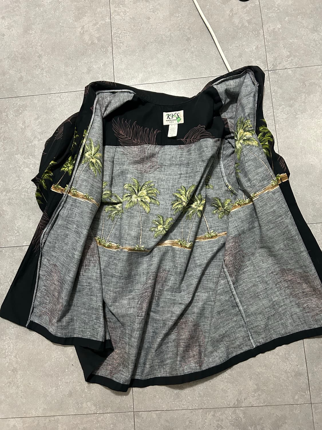 USA  비치트리 프린팅 코튼 빈티지  하와이안 셔츠  상품이미지5