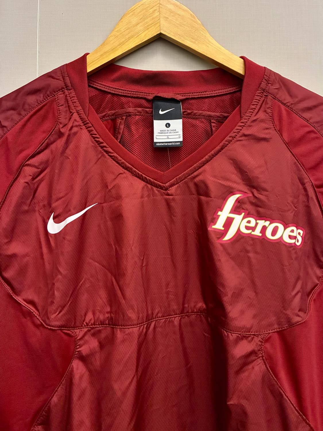 (L)나이키 키움 넥센 히어로즈 바람막이 웜업 자켓 버건디 상품이미지3