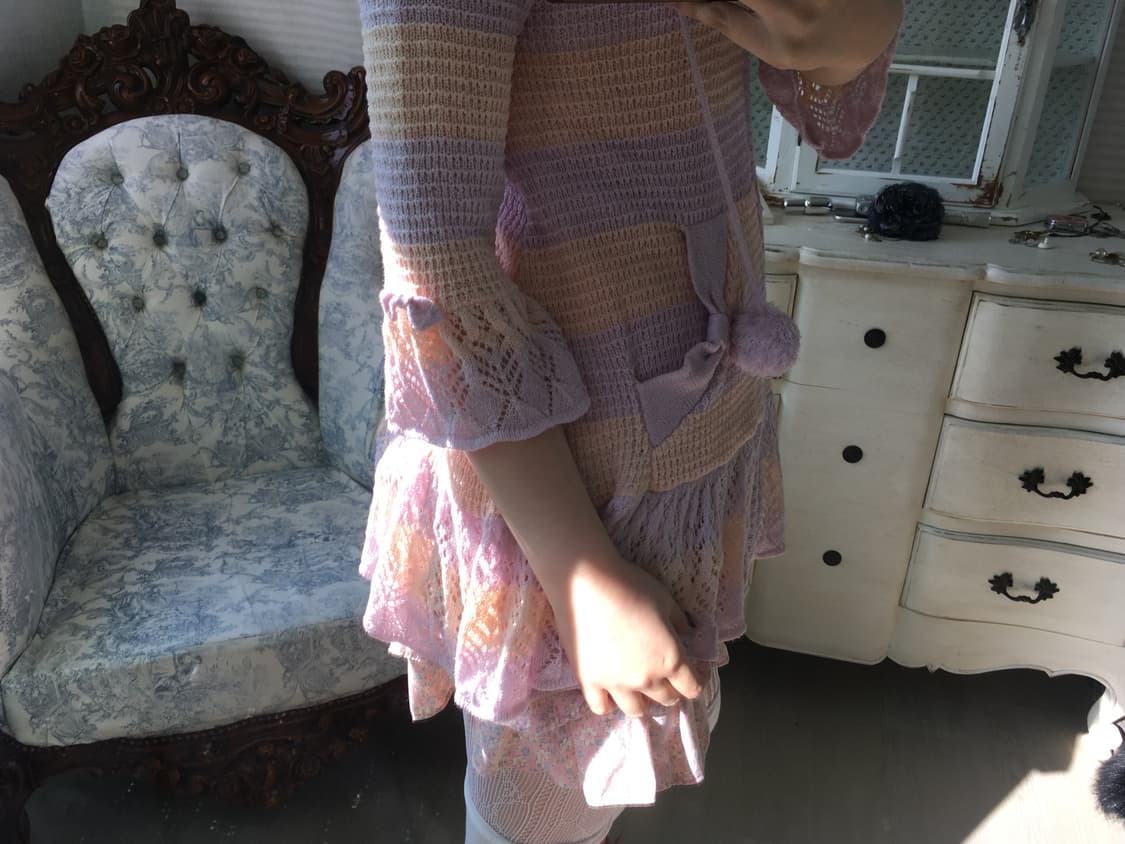 일본빈티지 히메 갸루 리본 프릴 후드집업 상품이미지4