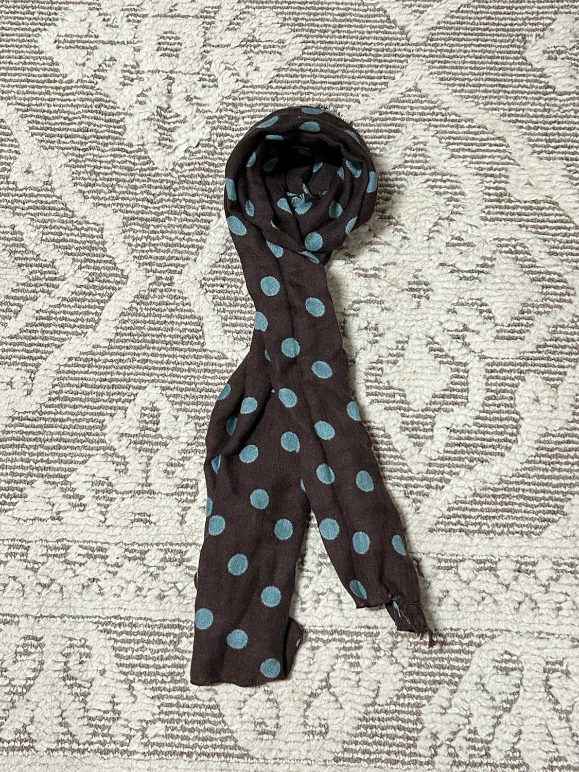 초희귀 민트초코브라운 도트 스카프 머플러 니혼진 너드 모리 상품이미지2