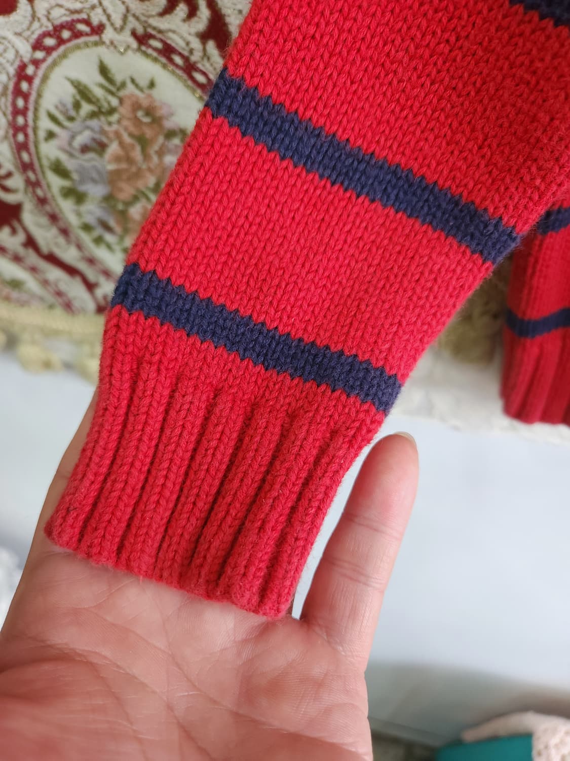 폴로 랄프로렌 스트라이프 반집업 코튼 니트 90사이즈 키즈
 상품이미지4