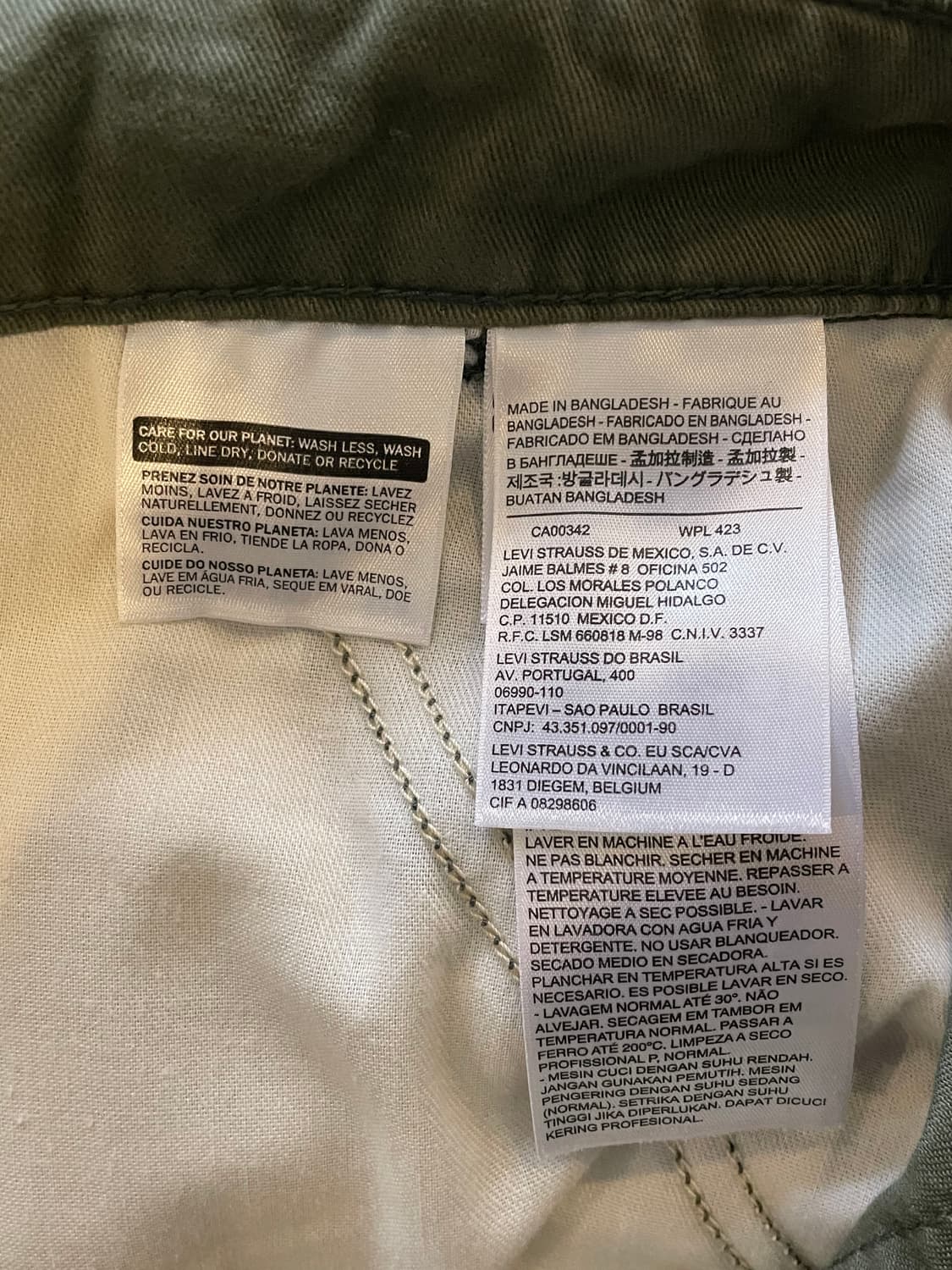 리바이스 카고 반바지 올리브 벨트 세트 화이트탭 상품이미지2