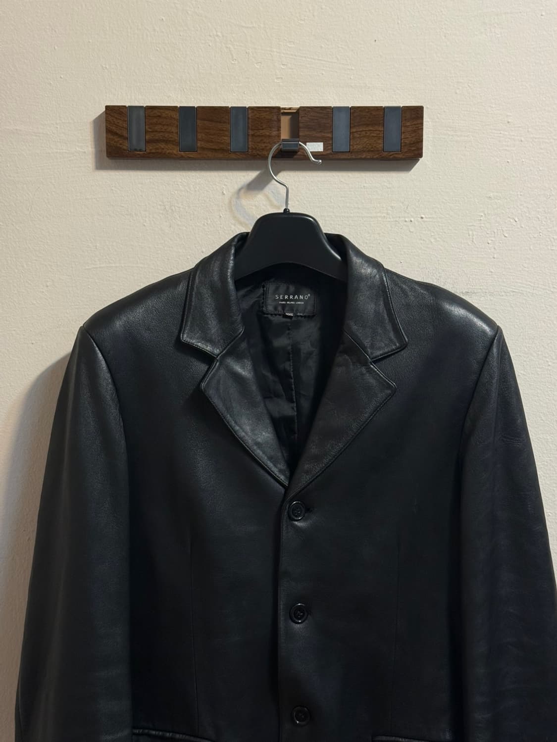 SERRANO Men's Black Leather Blazer Jacke 상품이미지2