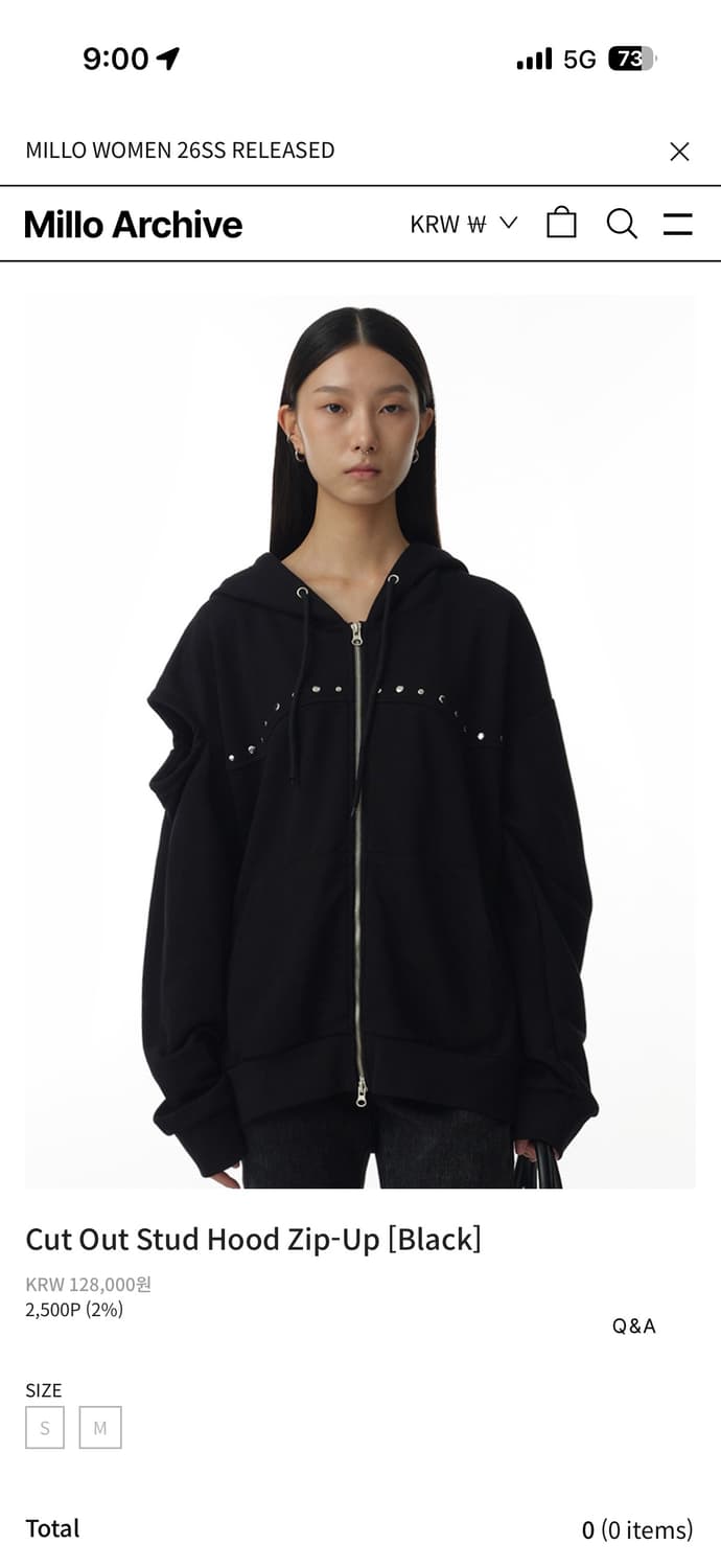 Millo women cut out stud hood zip-up 블랙 상품이미지2