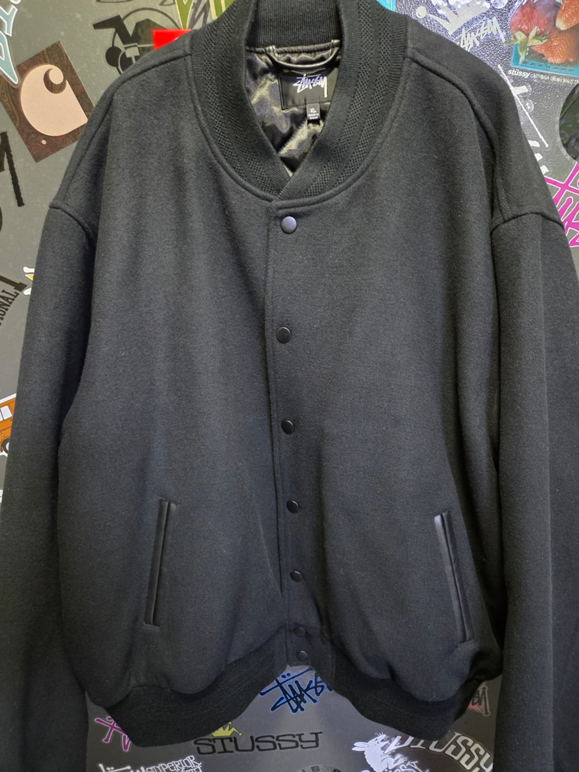 스투시 스포츠 멜톤 바시티 자켓 블랙 XL 상품이미지5