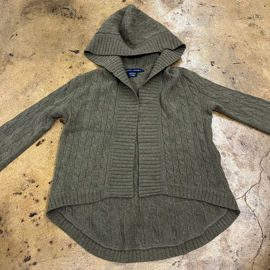 폴로 랄프로렌 카키 꽈배기 니트 후드 가디건  상품이미지3