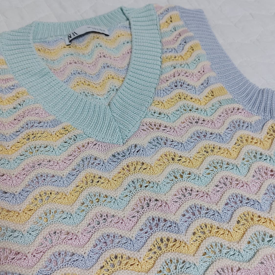 y2k 모리걸 zara 자라 웨이브 크로셰 니트 조끼 베스트 상품이미지3