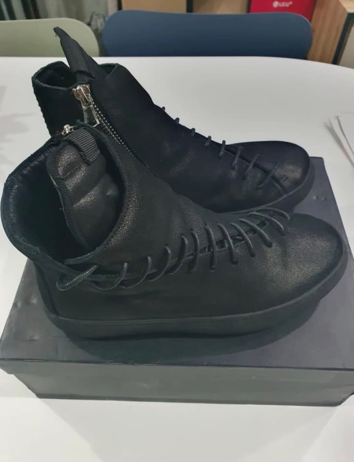 릭오웬스깔 사선 스트링 레더 하이탑 아티잔 39size 상품이미지3