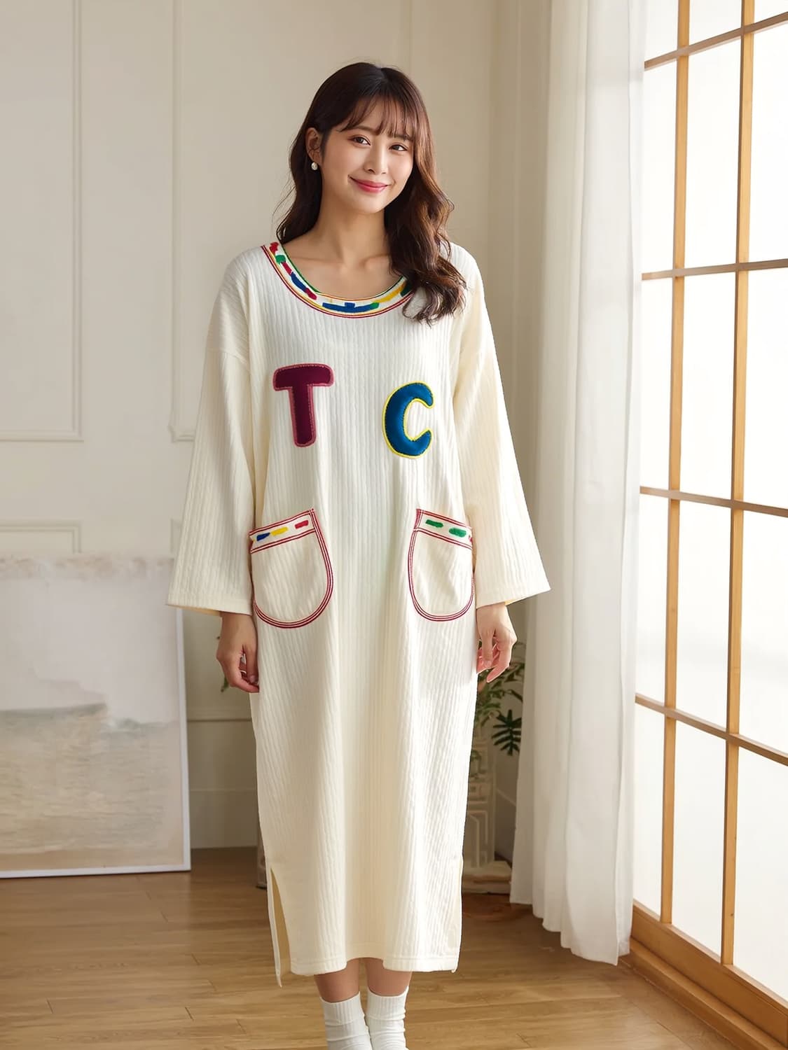 츠모리 치사토 슬립 홈 웨어 라인 잠옷 파자마  상품이미지7