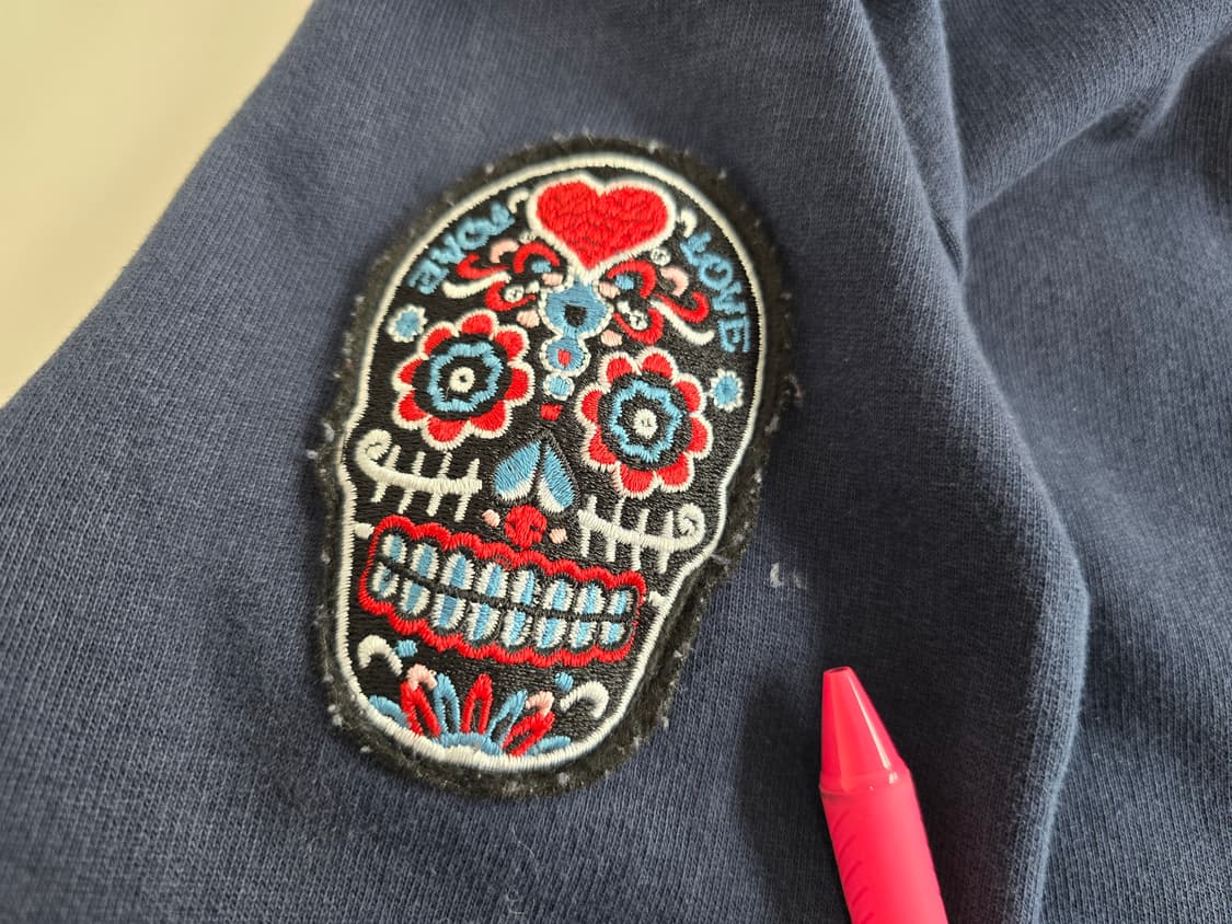 하이드로겐 해골 패치 후드 집업 네이비 L 상품이미지6