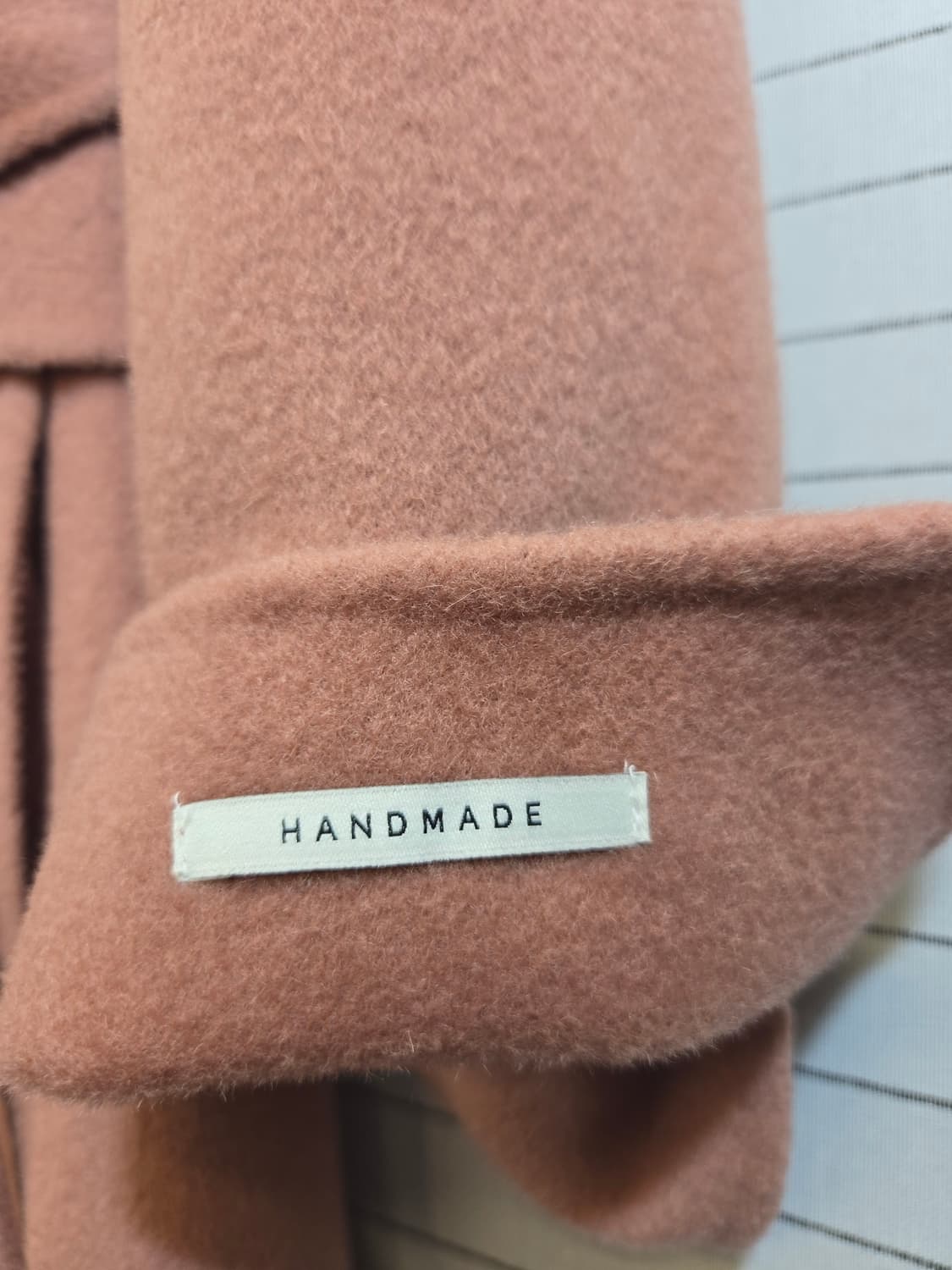 로엠 핸드메이드 울100%피치색상 벨트 울 코트 상품이미지4