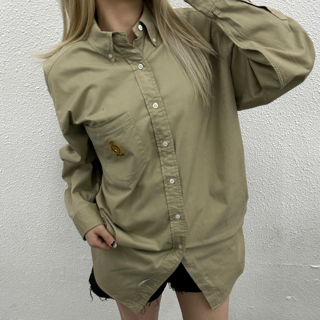 폴로 랄프로렌 왕관로고 베이지 셔츠 M 상품이미지1