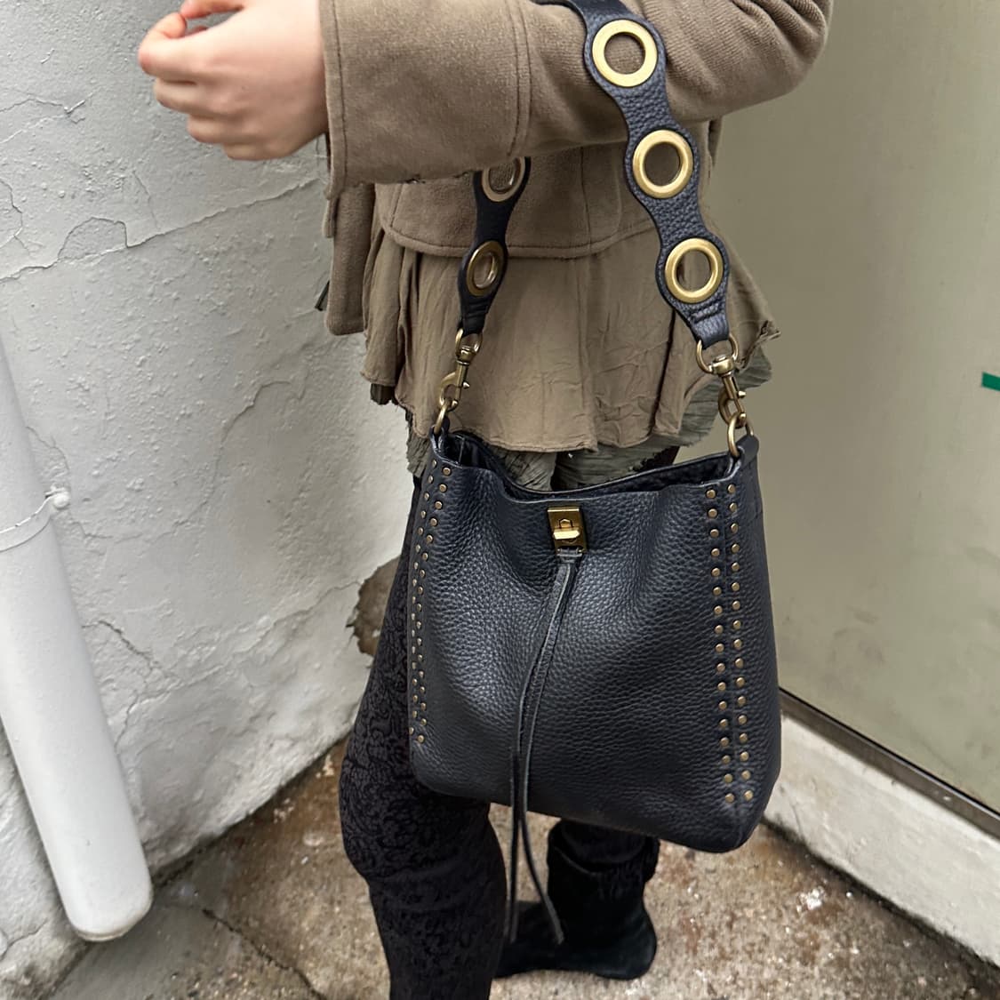 00s 레베카 민코프 가죽 & 앤틱 브라스 숄더백 상품이미지7