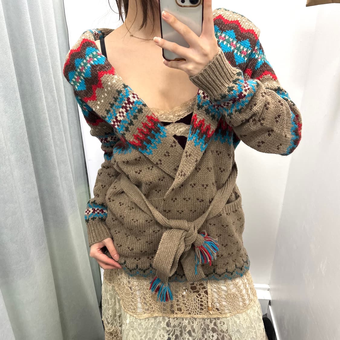 폴로 브라운 노르딕 숄가디건 상품이미지2