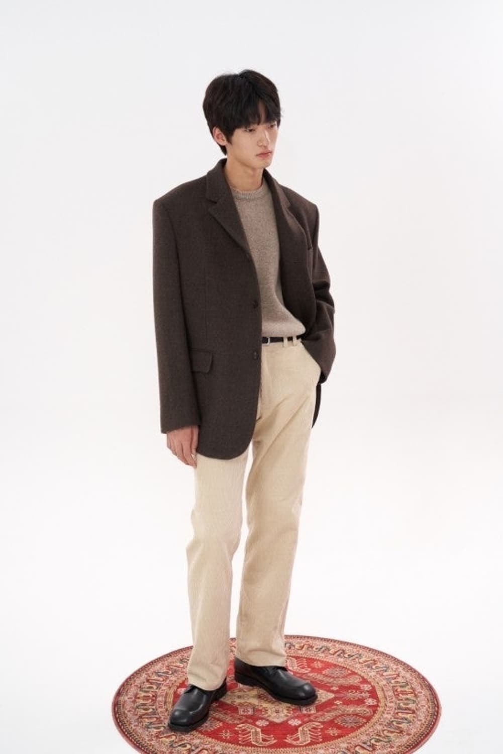 [L] STU office 오버사이즈 블레이져 3버튼 카키 상품이미지3