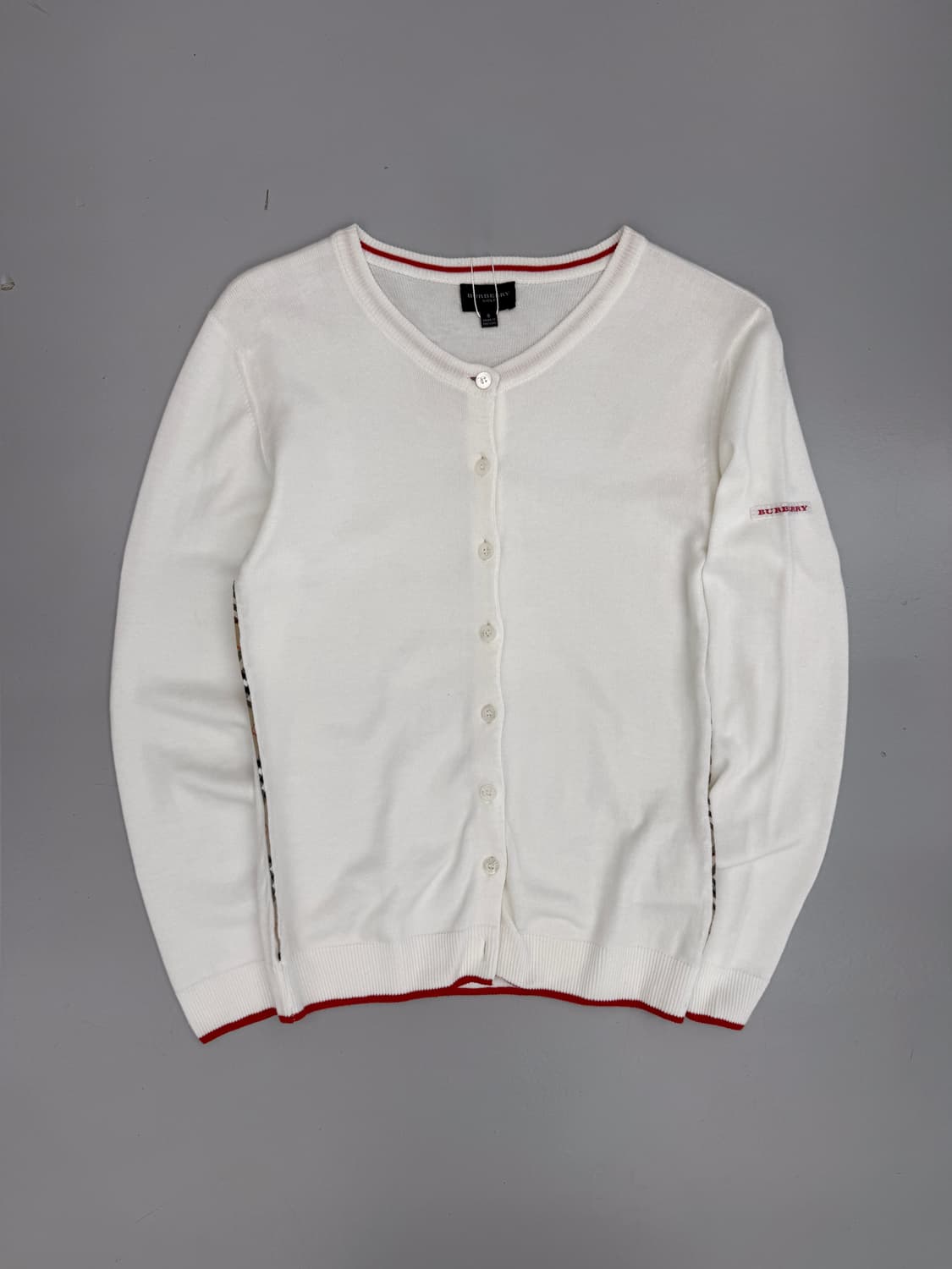 버버리 화이트 U넥 가디건  상품이미지1