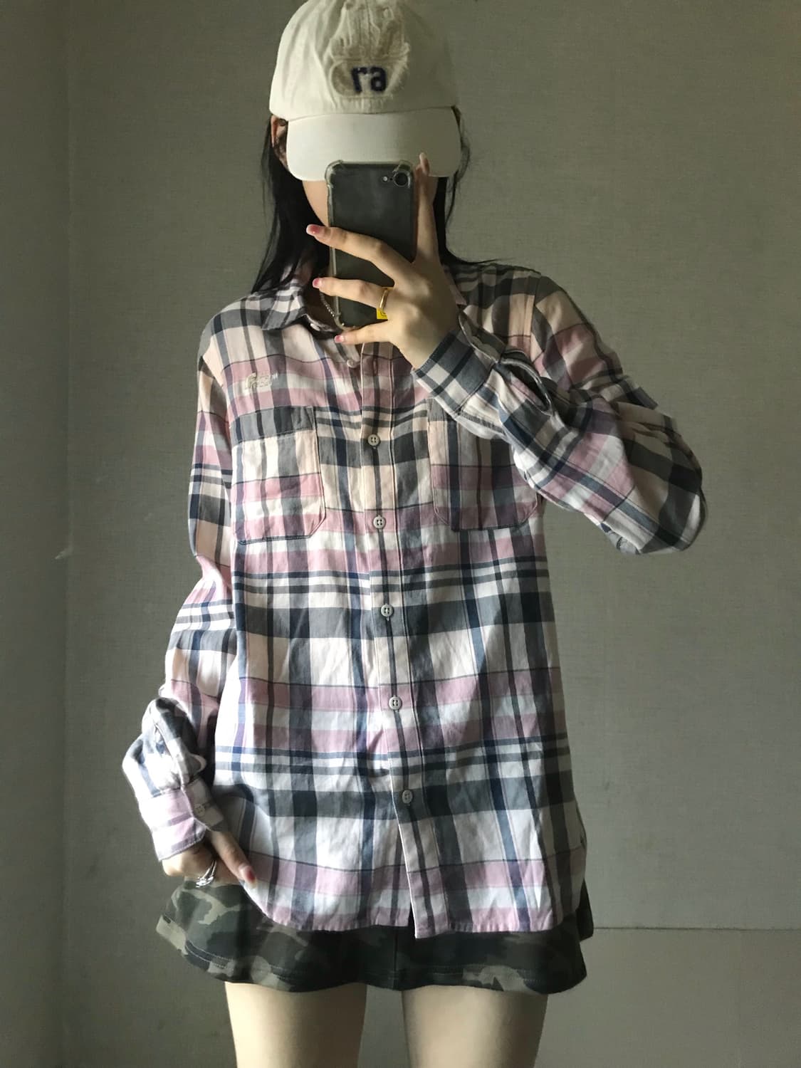 노스페이스 연핑크 체크셔츠 상품이미지1