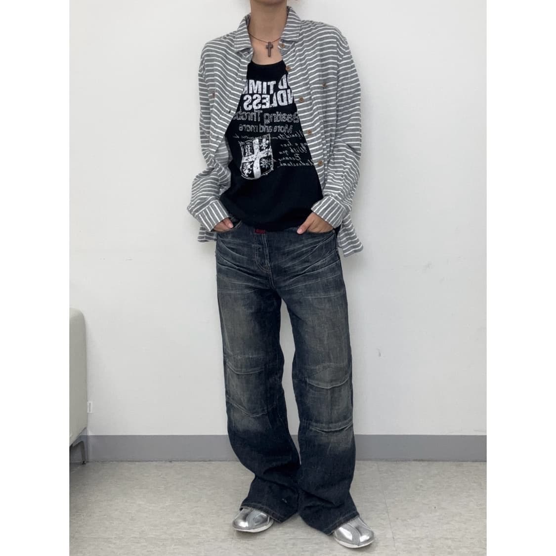 빈티지 그레이 히피 셔츠 상품이미지1