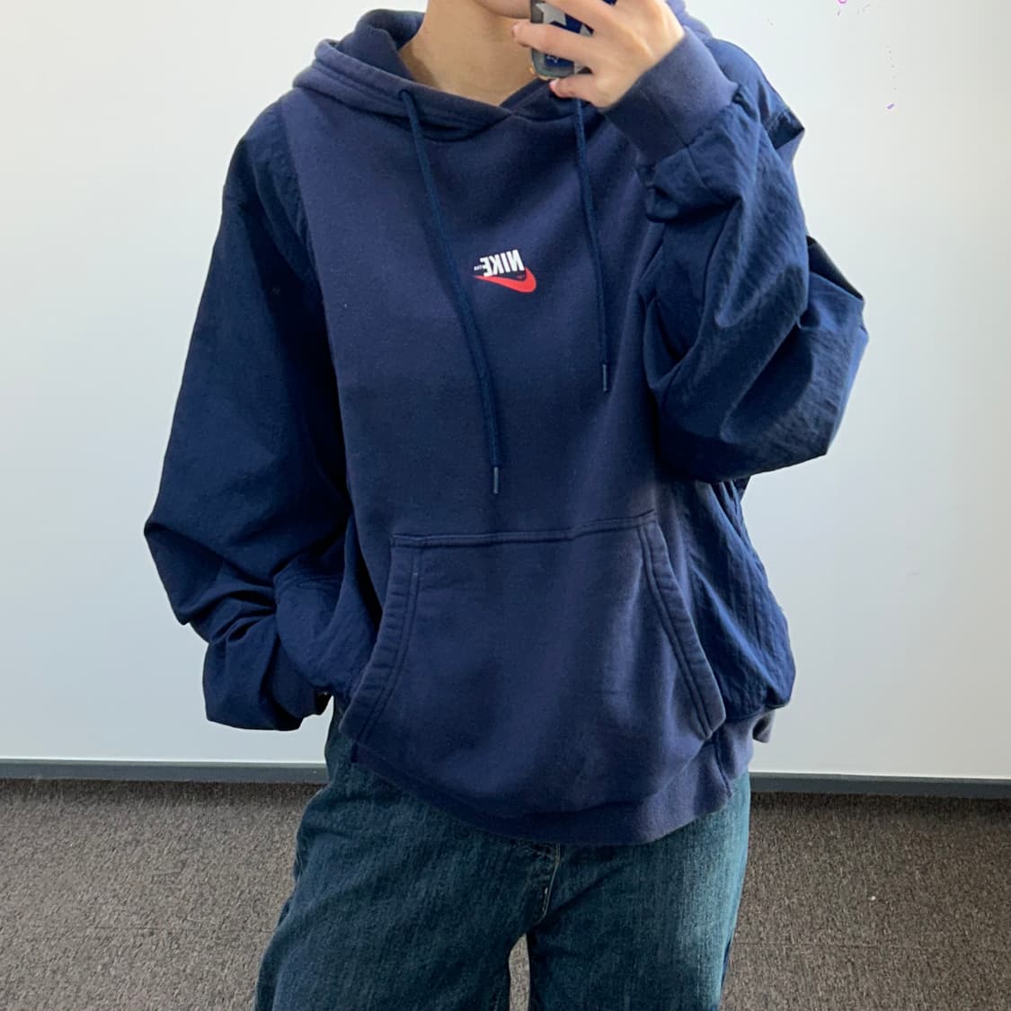 Nike 나이키 스몰로고 네이비 후드티 상품이미지1