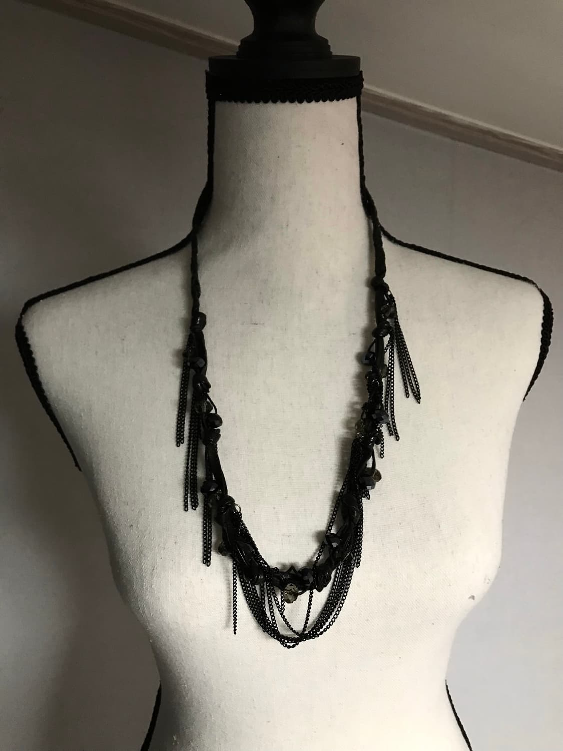 Vintage Black Chain & Bead Necklace  상품이미지2