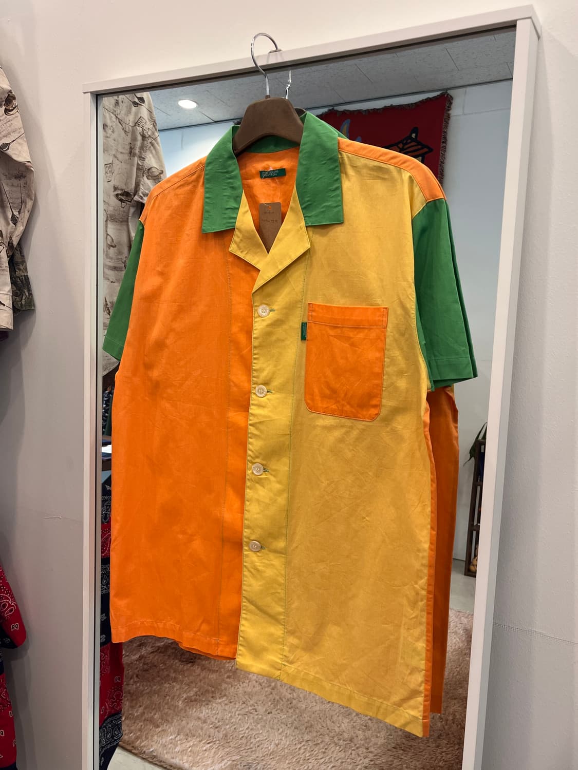 Benetton 베네통 멀티 컬러 오픈 카라 반팔 셔츠  상품이미지1