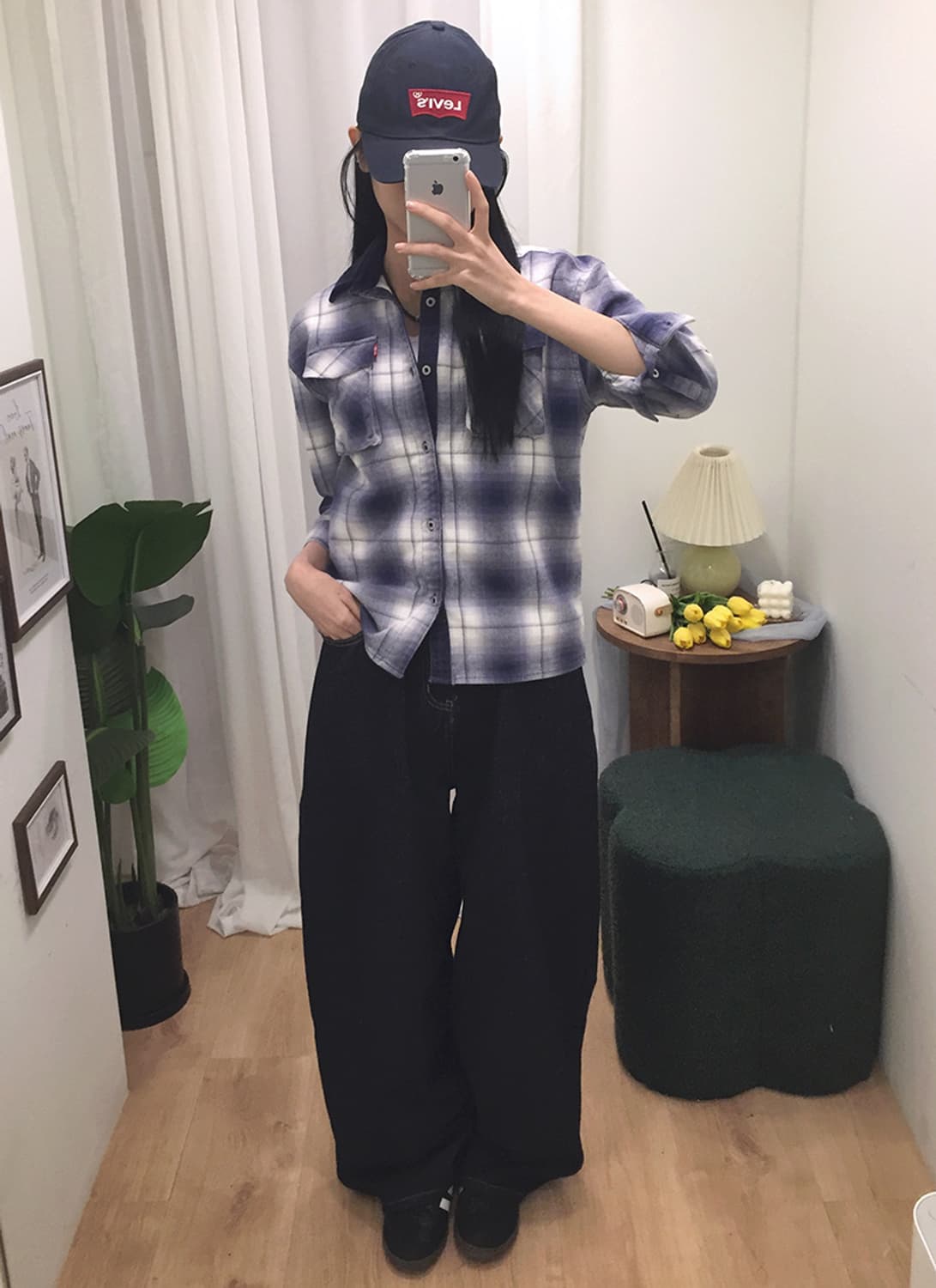 여성 리바이스 7부 체크셔츠 95 상품이미지1