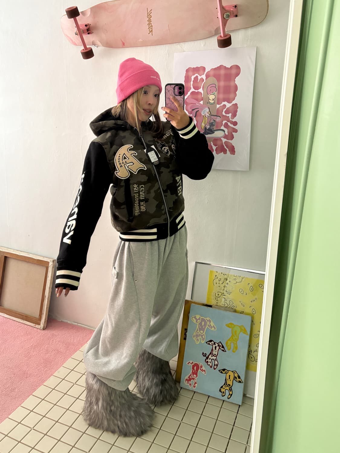 x AAO crop varsity jacket 크롭 바시티 자켓 상품이미지1