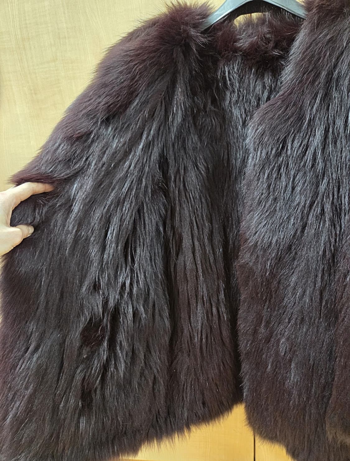 딥버건디 칼라 리얼 폭스퍼 니팅자켓/free사이즈 상품이미지8