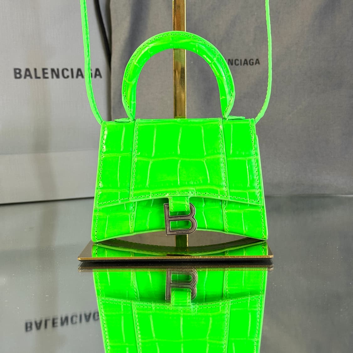 발렌시아가 아워글래스 크로커다일 미니 토트 크로스백 상품이미지2