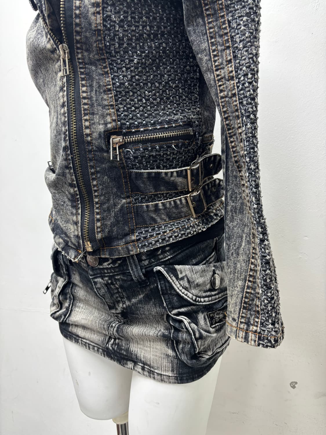 [Y2K] Rare Design Side Buckle Biker Jack 상품이미지3