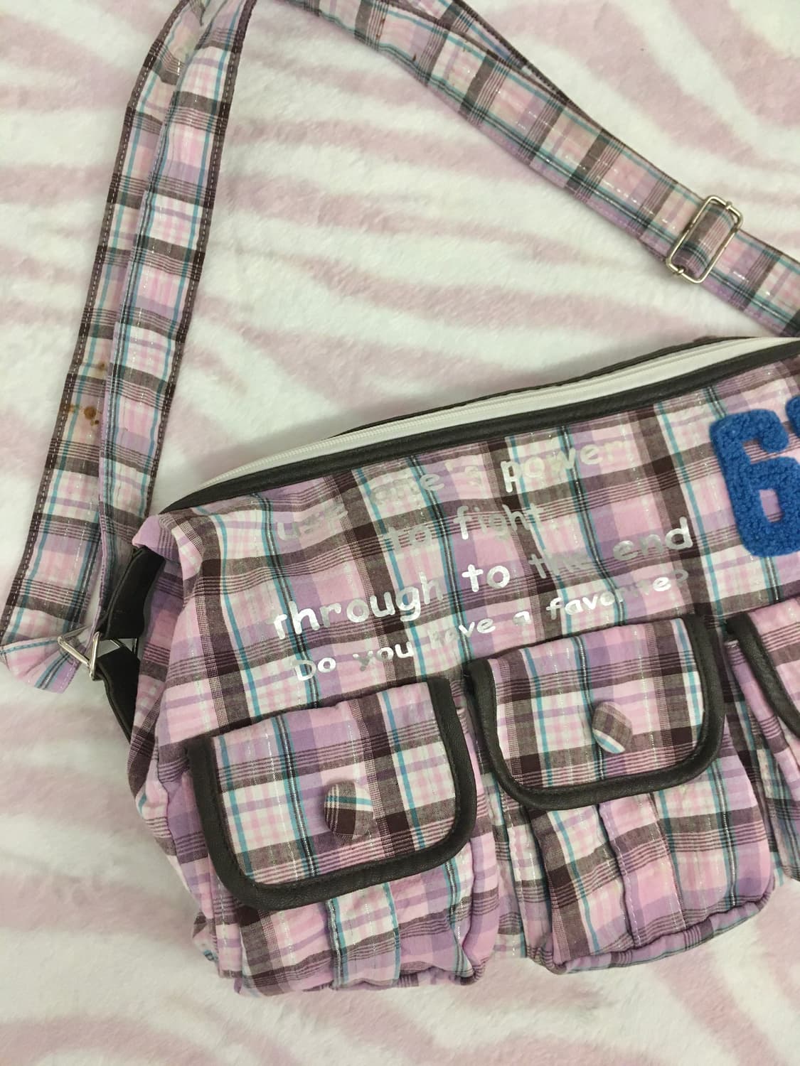 헤이세이 보부상 포켓 숄더백 라떼갸루 모리걸 보라 타탄체크 갸루 상품이미지3