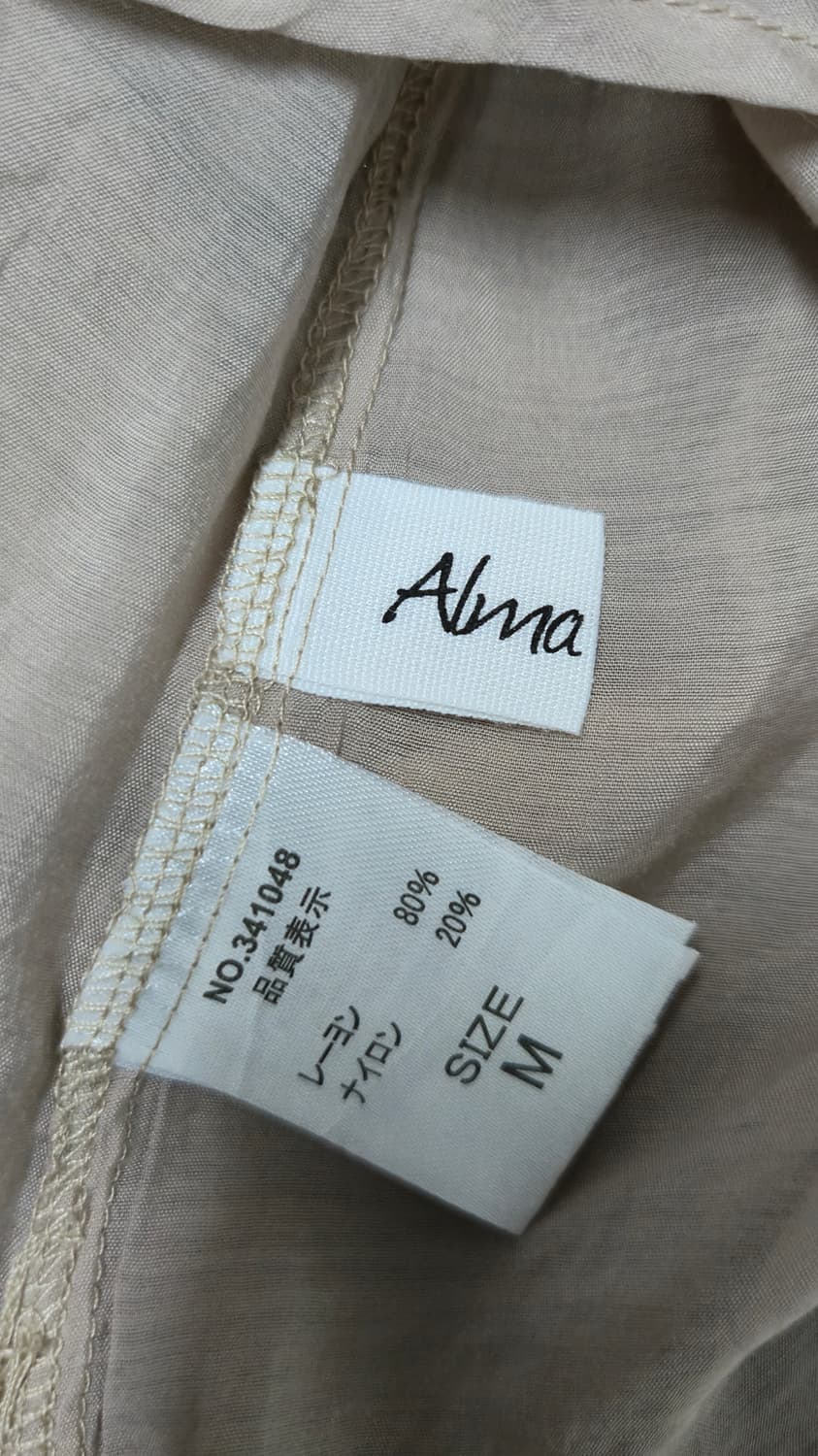 레이온 셔츠 원피스 M 베이지 밴드카라 긴팔 튜닉 상품이미지4