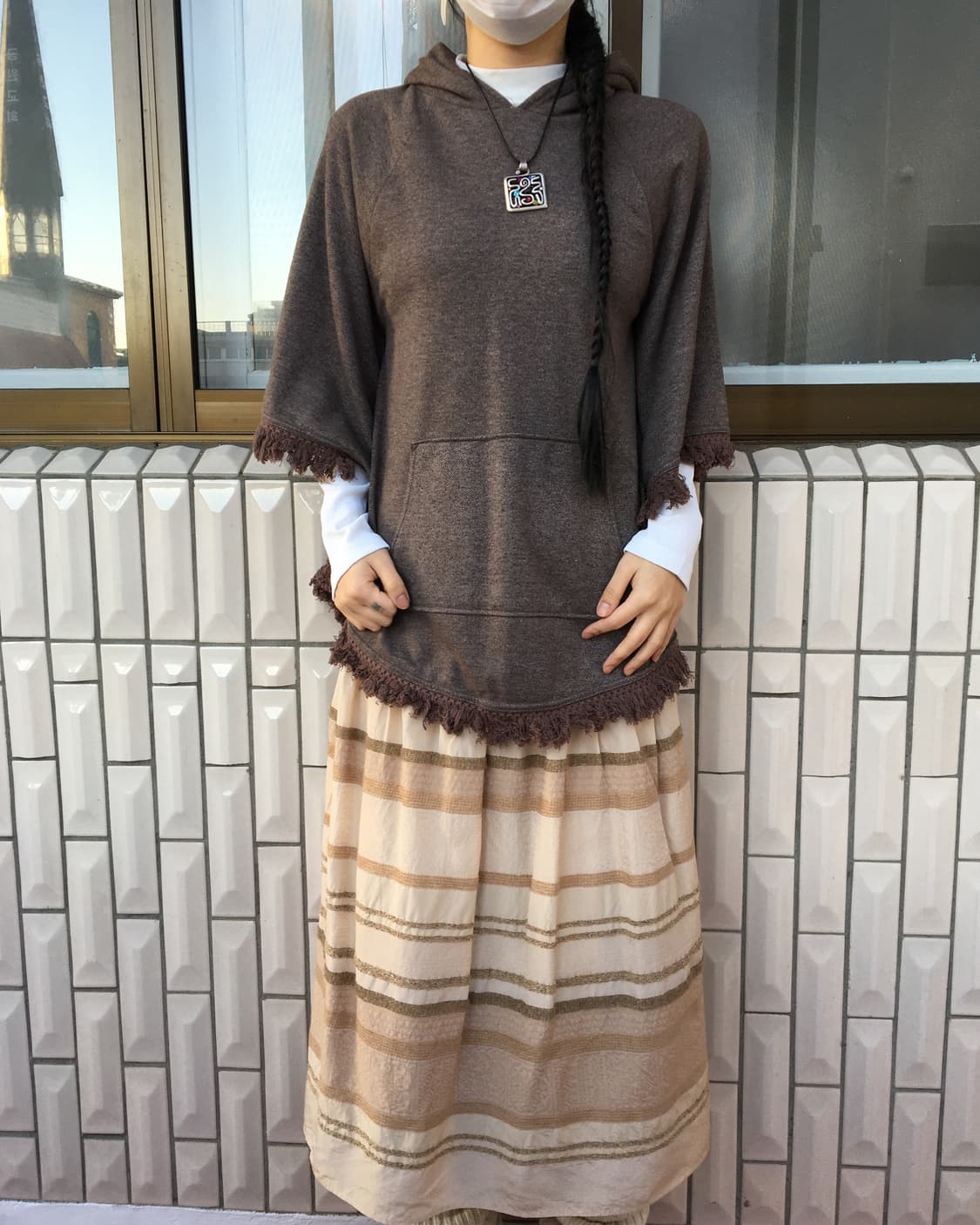 Fringe hood cape 상품이미지6