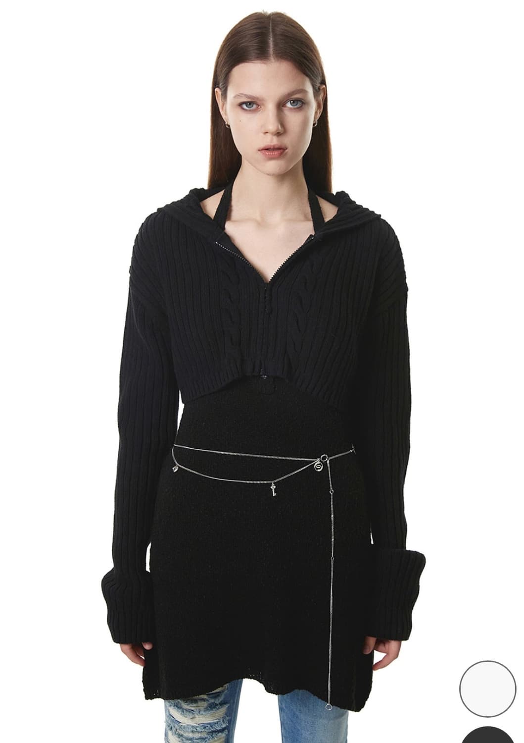 세릭 HOOD CROP KNIT ZIP-UP black 상품이미지1