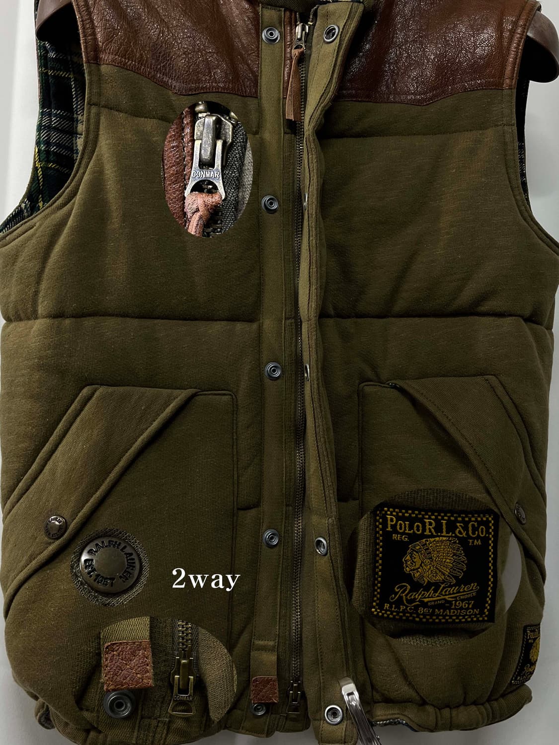 폴로 랄프로렌 카우하이드 요크 인디언헤드 사우스웨스턴 베스트 자켓 상품이미지5