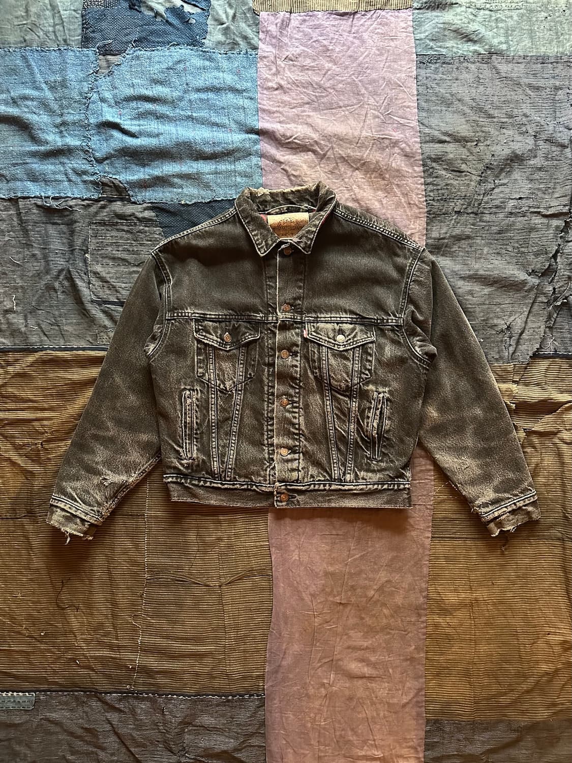 90s USA 빈티지 리바이스 블랙 데님 자켓 상품이미지1