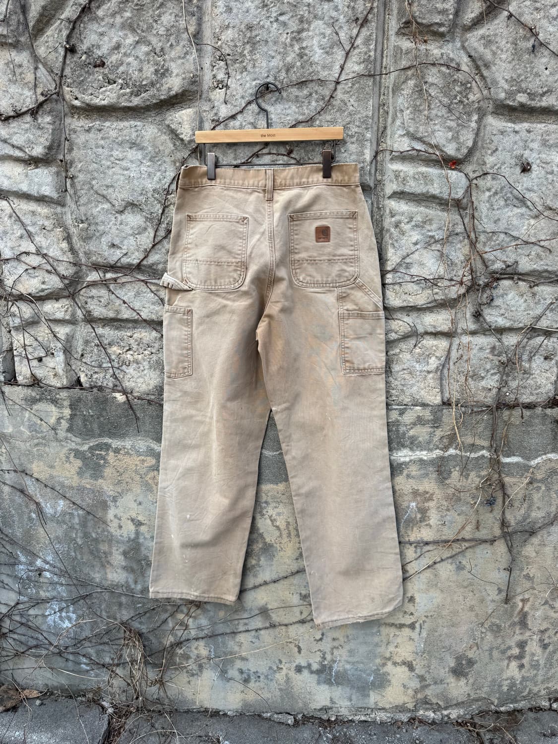 칼하트 빈티지 b11 brn 베이지 하드페이딩 싱글니 카펜터 워크 팬츠 상품이미지2
