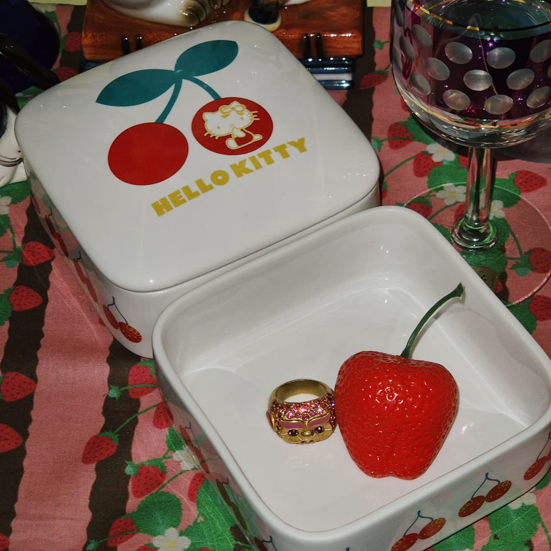 05s 체리 키티 레트로 도자기 2단 찬합 상품이미지8