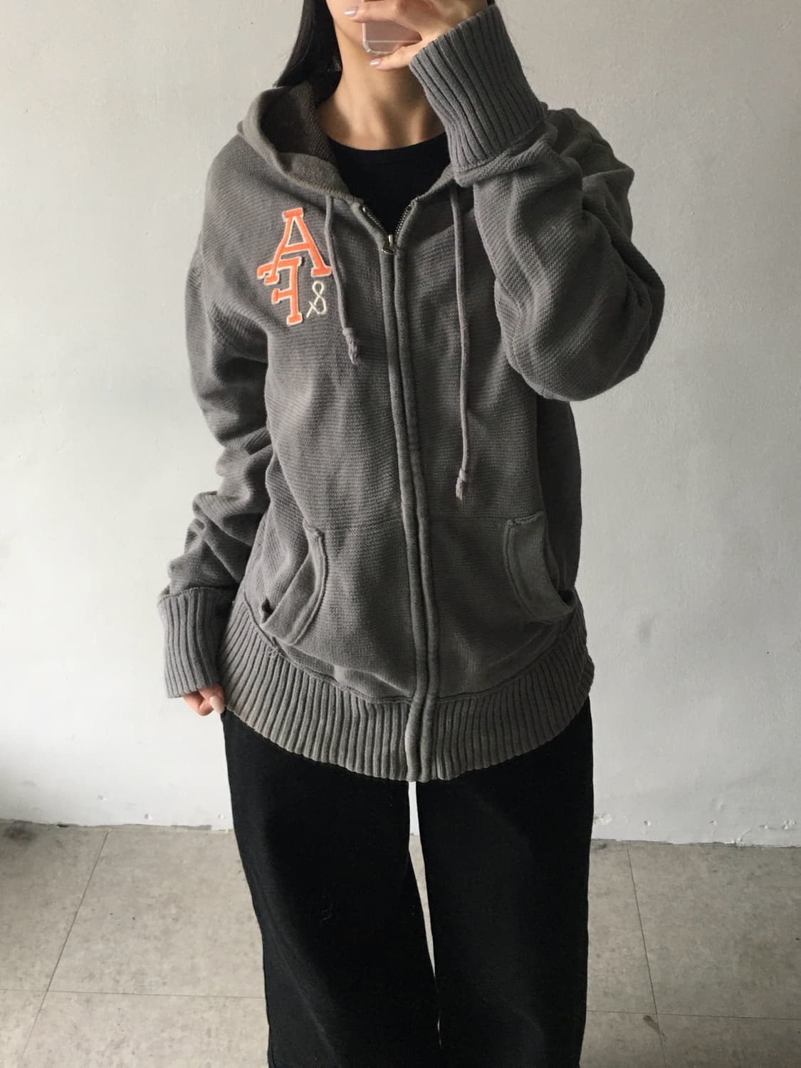아베크롬비 로고 니트 후드집업 상품이미지1