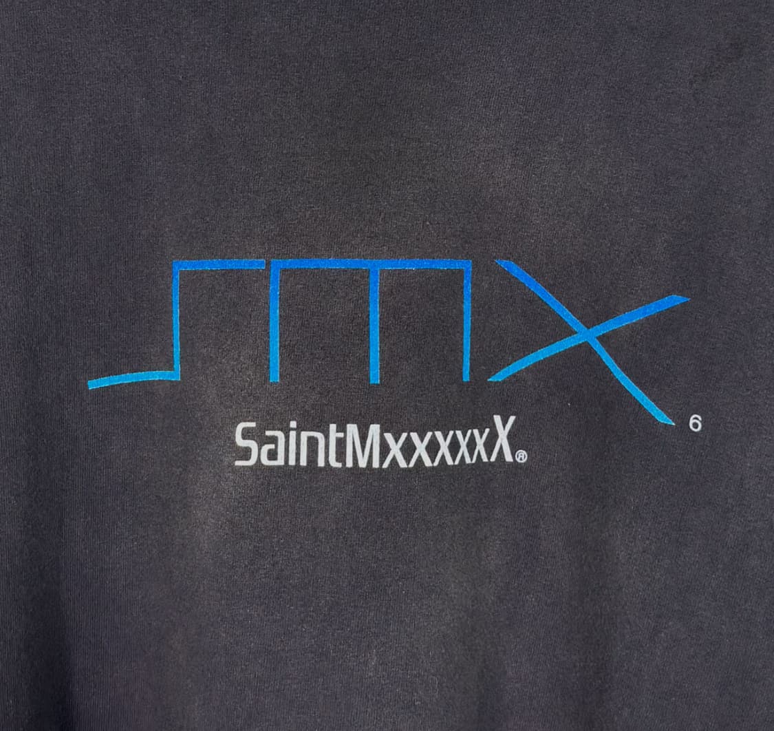[XL] 세인트 미카엘 x 플레이스테이션 SMX 워싱 로고 티셔츠 그레이 상품이미지3