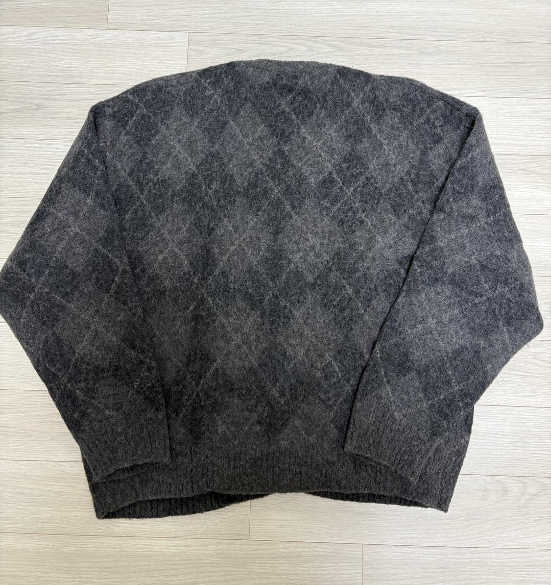 4(XL) 폴리테루 아가일 모헤어 가디건 블루차콜 상품이미지4