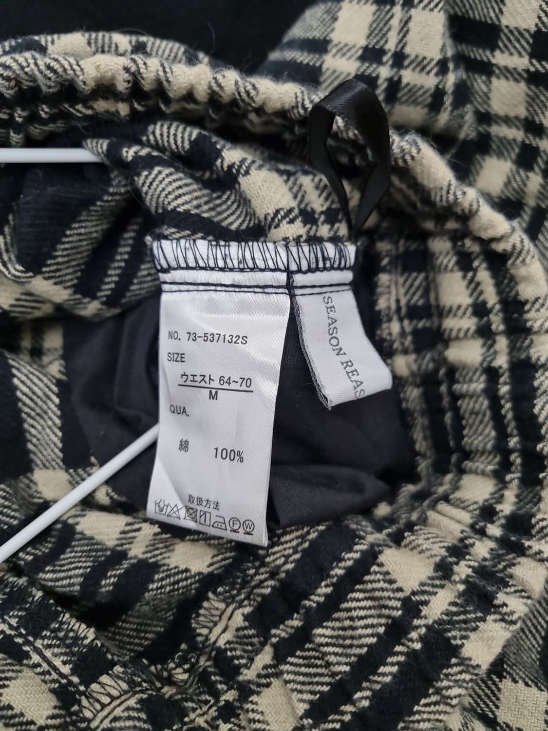 SEASONREASON 체크 와이드 팬츠 바지 코튼 100% 상품이미지7