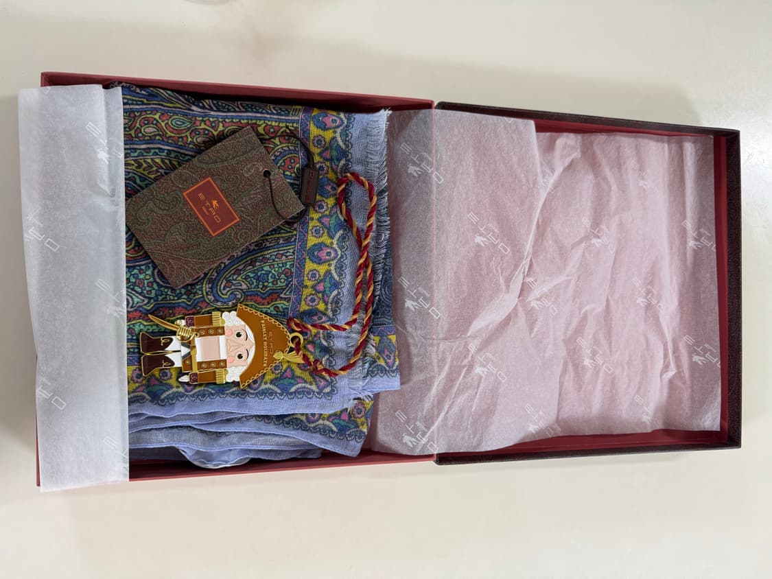 에트로 ETRO 페이즐리 홀리데이 실크 스카프 (호두까기 인형 참 포함) 상품이미지7